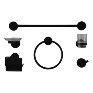 Bathroom accessories set of 6 pieces - black