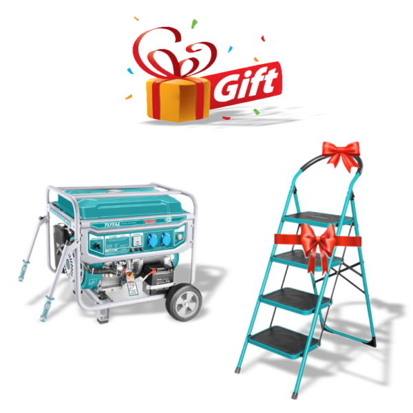 Total Gasoline Generator - 5.5kw + Total Steel Ladder 4 Steps (gift)