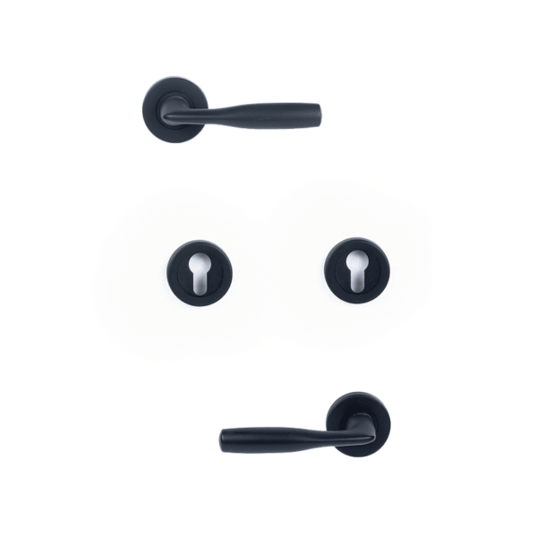 Shabana Sicuro Door Handle Set With Cylinder 4 Pcs Black New