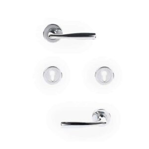 Shabana Sicuro Door Handle Set With Cylinder 4 Pcs Chrome Metallic New