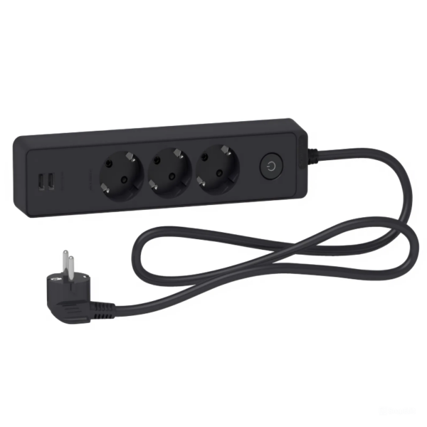 Schneider Electric Extension 3 Sockets + Usb Socket Black-1.5m