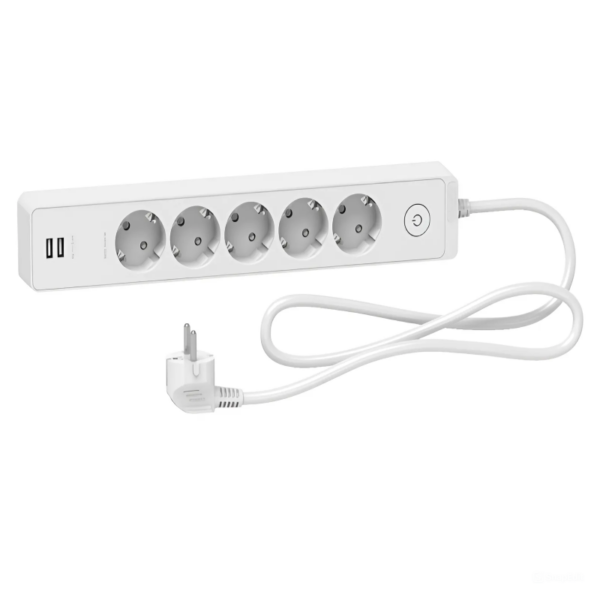 شنايدر مشترك يونيكا 5 فتحات Usb ابيض - 1.5 متر
