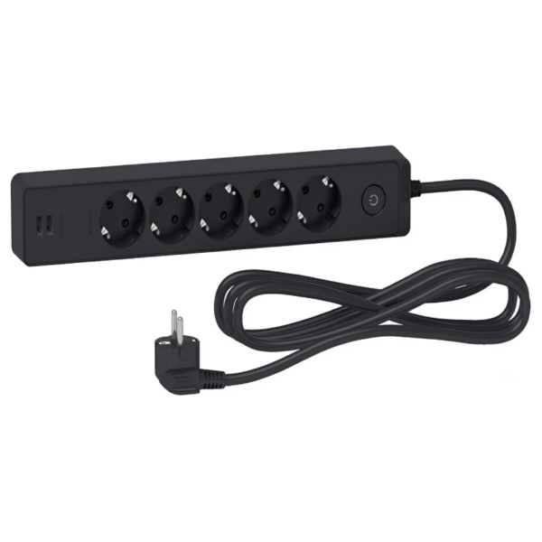 شنايدر مشترك يونيكا 5 فتحات Usb اسود-3متر