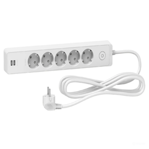 شنايدر مشترك يونيكا 5 فتحات Usb ابيض-3متر
