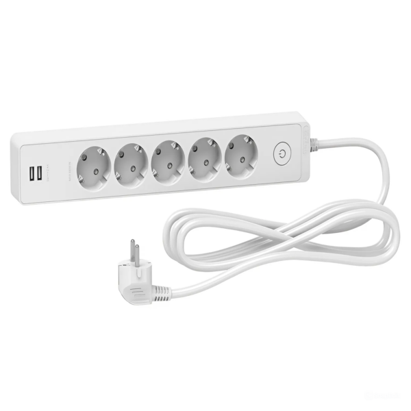 شنايدر مشترك يونيكا 5 فتحات Usb ابيض-3متر