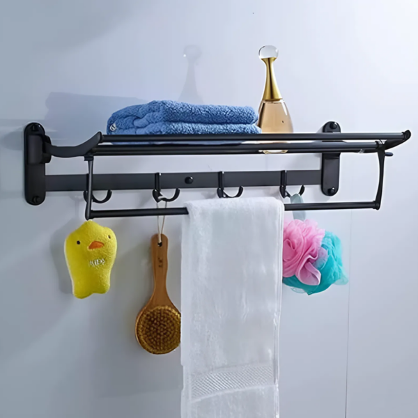 Moveable Stainless Steel Bathrobe Holder Towel Rack – Black