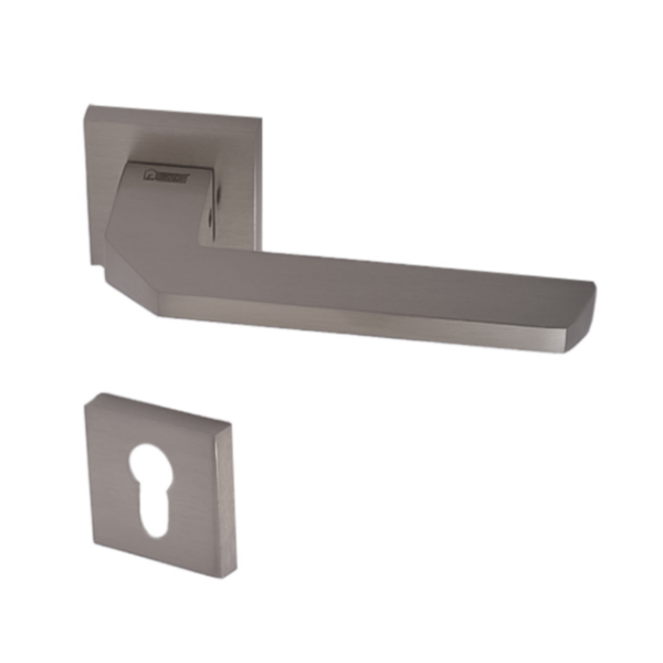 Al-ahram Rosette cylinder Door Handle Set Sicuro Flusso Square - Matte Nickel